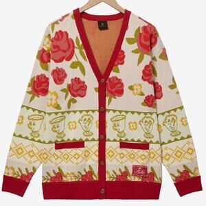Disney Beauty and The Beast Rose Patterned Women's Cardigan Size 2XL